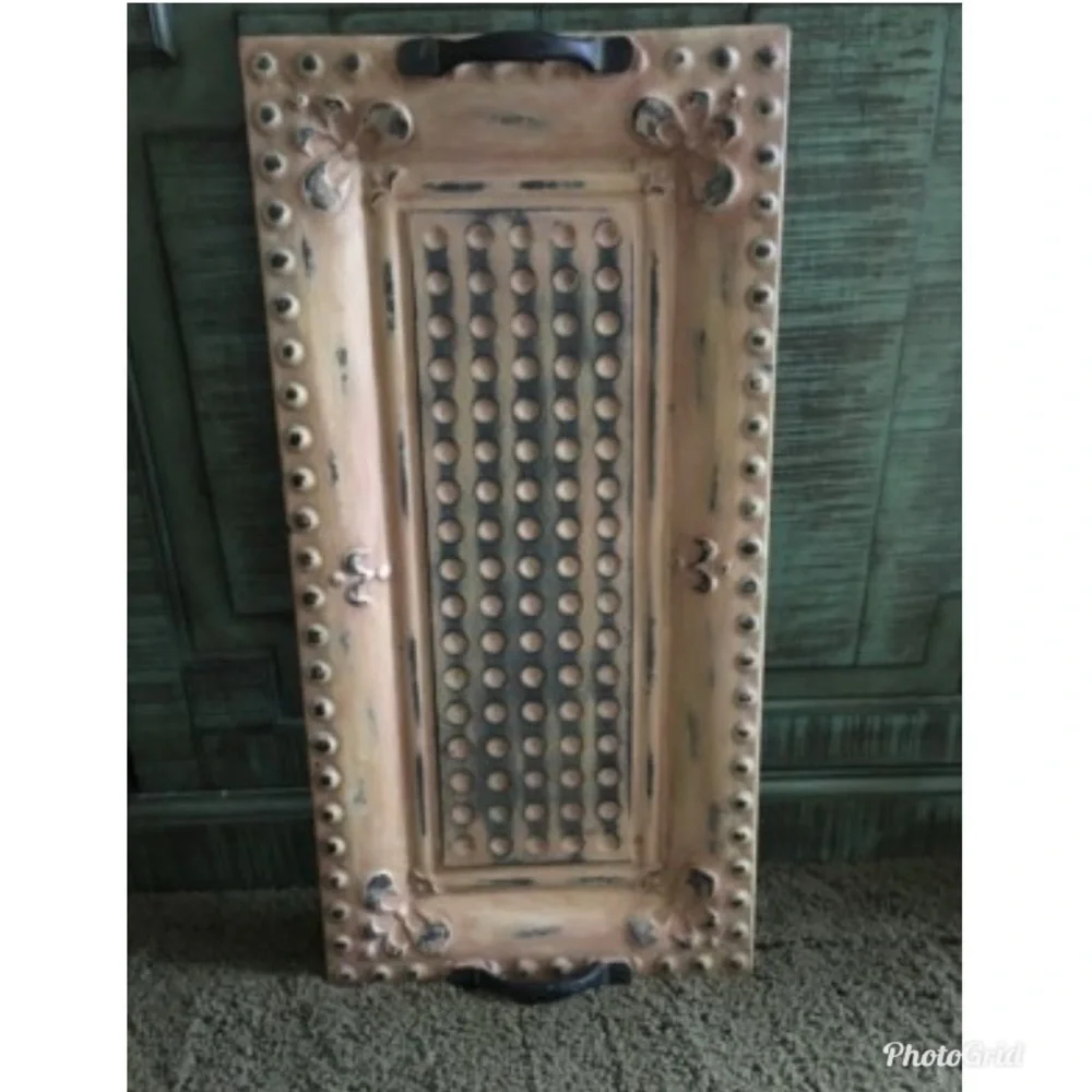 Southern Living French Quarter Rustic large metal serving tray
